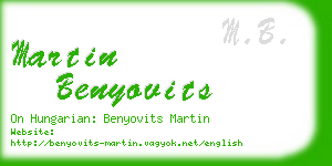 martin benyovits business card